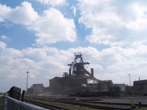 Redcar steelworks, the main blast furnace complex.