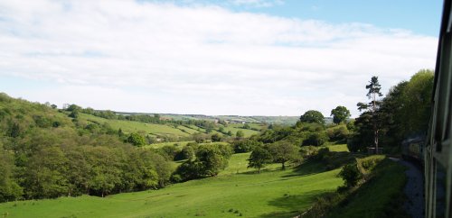 The rolling farmland as the train heads for Sleights.