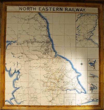 original tiled map of all the North Eastern Railway Company lines in the late 19th century