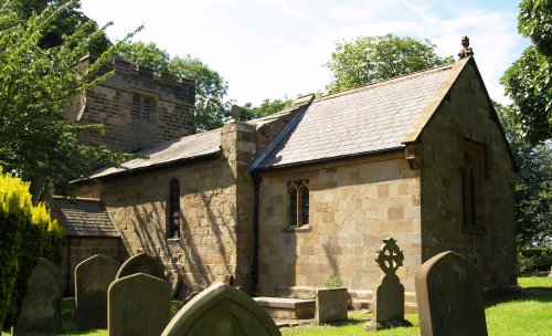 The medieval church of St Oswald.