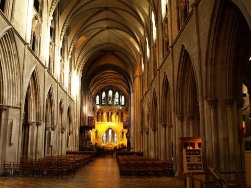 The lofty and impressive Norman nave of St Patrick's Cathedral, Dublin.