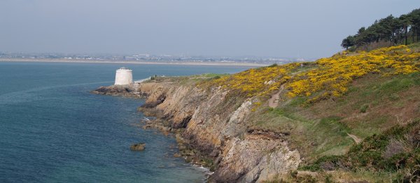 The coastal scenery approaching the road to Sutton Cross which is near the Martello tower Howth to Sutton Cliff Walk