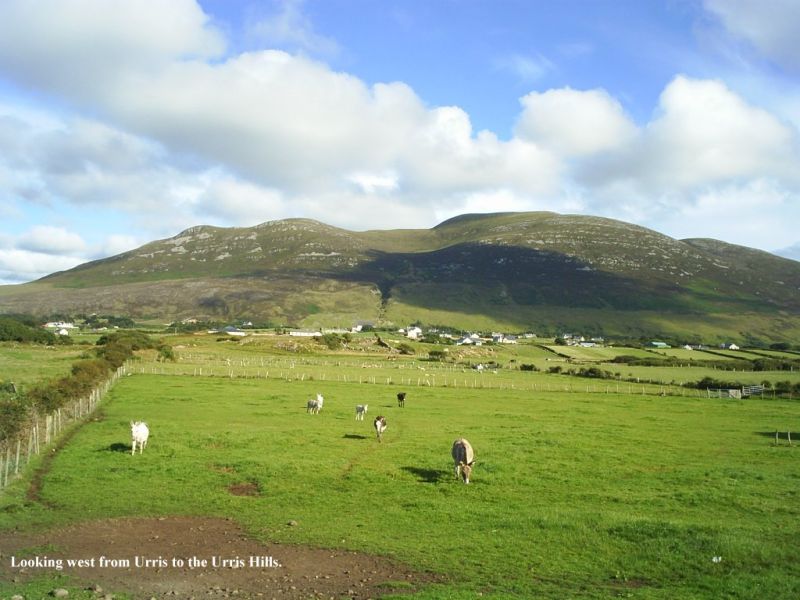 Looking west to the Urris Hills. Looking west to the Urris Hills.