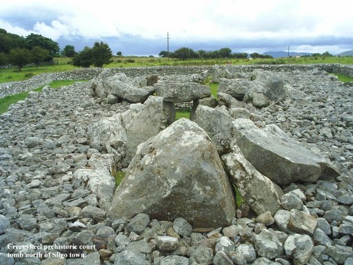 Creevykeel prehistoric court tomb, north of Sligo Town. Creevykeel prehistoric court tomb, north of Sligo Town.
