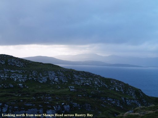 Looking north across Bantry Bay to the Beara Peninsula from the Sheeps Head Peninsula.