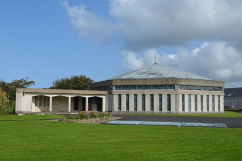 Doonbeg RC church of Our Lady Assumed into Heaven is a modern octagonal shaped church wonderful stained glass windows Doonbeg, Co. Clare, West Atlantic Coast of Ireland