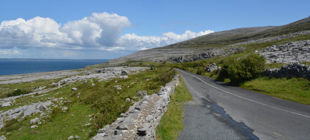 
The wonderfully scenic R477 road beyond Fanore and heading for Black Head and on to Ballyvaughan scenic drive R477 road from Doolin to Ballyvaughan via Fanore, The Burren, Murrooghtoohy, Co. Clare, Ireland