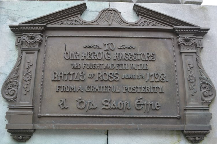 Monument to our Heroic Ancestors who fought and fell in the Battle of Ross June 5th 1798 from a grateful posterity, New Ross, Co. Wexford, Ireland
