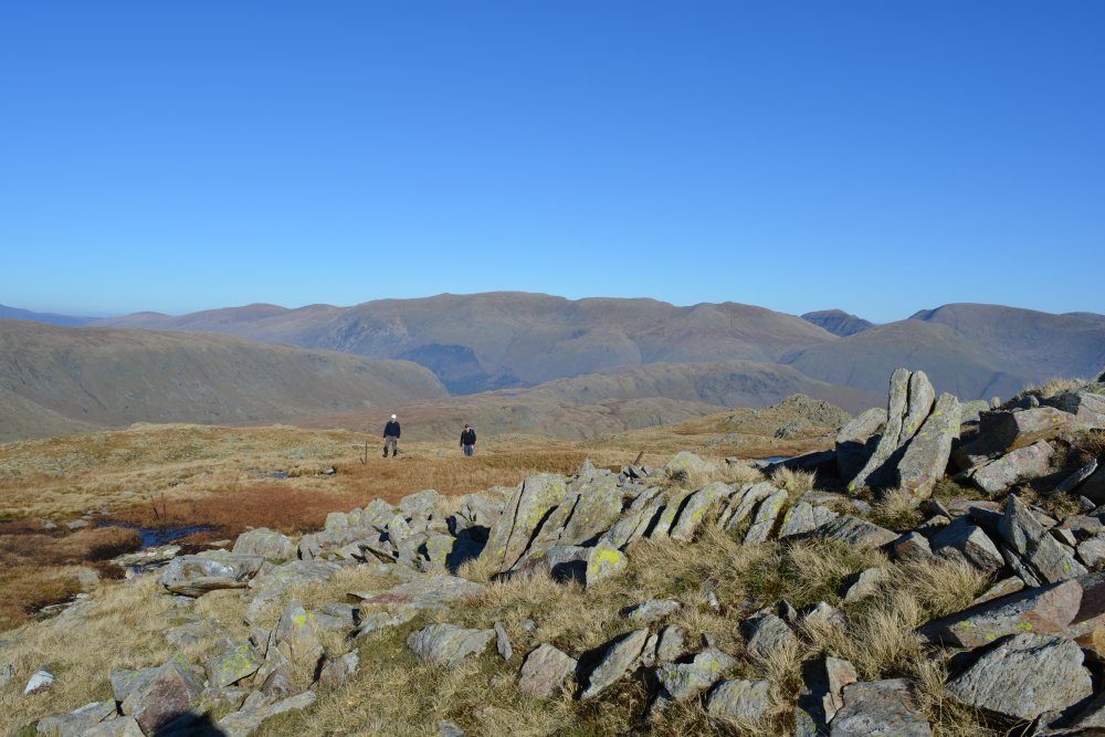 circular walk on hills high above Easedale Tarn, Cumbria, England