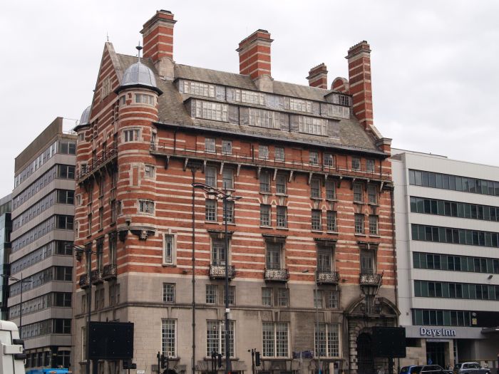 attractive building of the 'Pacific Steam Navigation Offices', formerly the 'White Star Line' across from Mann Island by Days Inn at the corner of James Street and Goree Strand Pierhead Liverpool