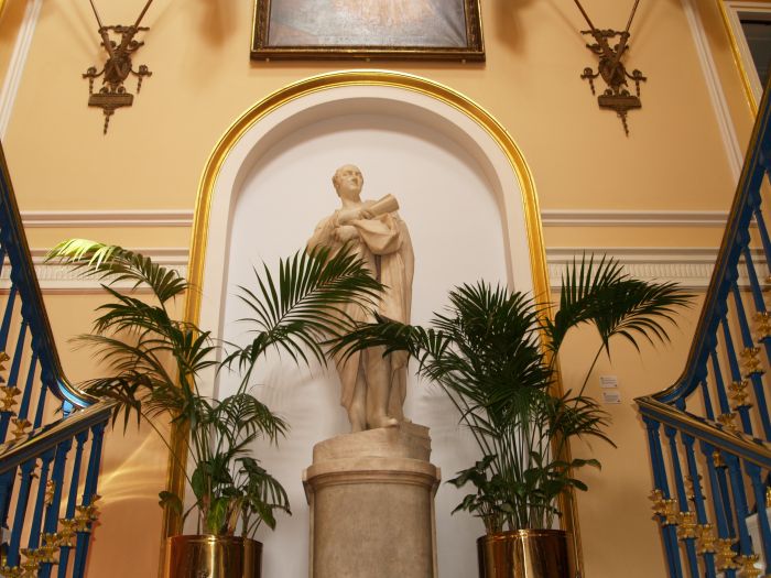 The landing area staircase and sculpture of the central staircase of Liverpool Town Hall Liverpool
