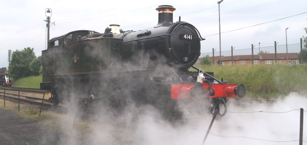 Ex GWR 5100/5101 Class 2-6-2T Prairie large tank engine 4141 and British Railways (built at Swindon Works 1946 to a post Churchwood 3100 Class design by Collett) - The Great Central Railway, England, English Midlands