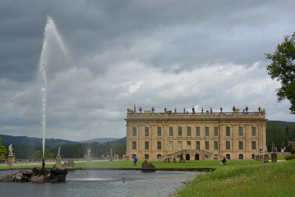 Emperor fountain in the lake of Chatsworth House Derbyshire Dales