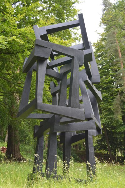 A sculpture entitled Chaos Chaos Meteoro by artist Jedd Novatt Chatsworth House Derbyshire Dales