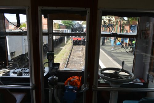 View from rear cab at Loughborough station GCR Derby Lightweight DMU M79900