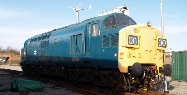 Class 37 Co-Co Diesel-electric locomotive 37003 D6703 built by English Electric at the Vulcan Foundry in 1960 British Rail blue livery in Shildon NRM museum yard