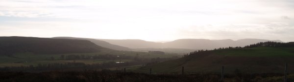The Cleveland Hills viewed west from above Sleddale on a winter evening