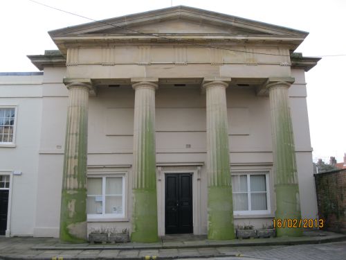 The Greek Doric facade of Beverley's Guildhall 