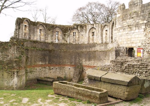 The Multangular tower in the Museum Gardens houses Roman stone coffins (below) from various excavated sites of the city of Eboracum.