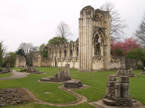The ruins of St Mary's Abbey, derived from a monastery founded by Stephen of Lastingham about 1080. King William Rufus granted more land to enable the great Abbey to be built and laid the foundation stone himself!