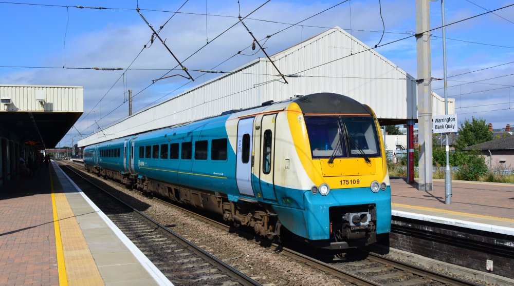 Trainspotting at Warrington Bank Quay station A Class 175 DMU at Warrington Bank Quay station with an Arriva Trains Wales service from Manchester Airport to Llandudno.
