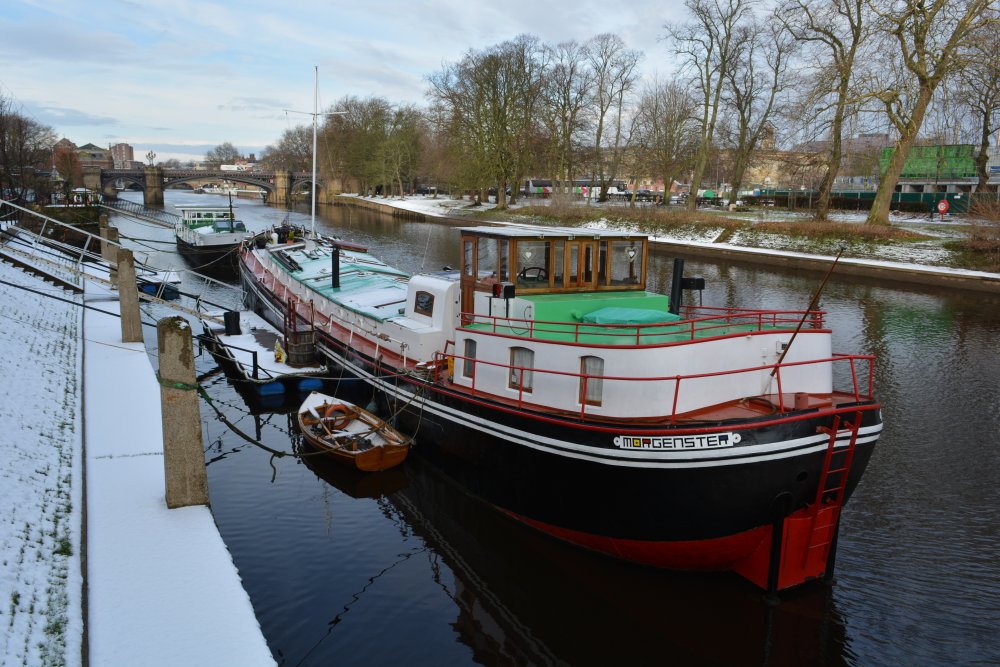old boat walking on the banks of the River Ouse in York
