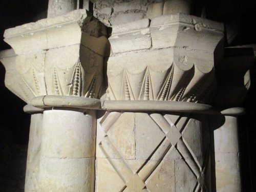 carved capitals, Crypt, York Minster, England