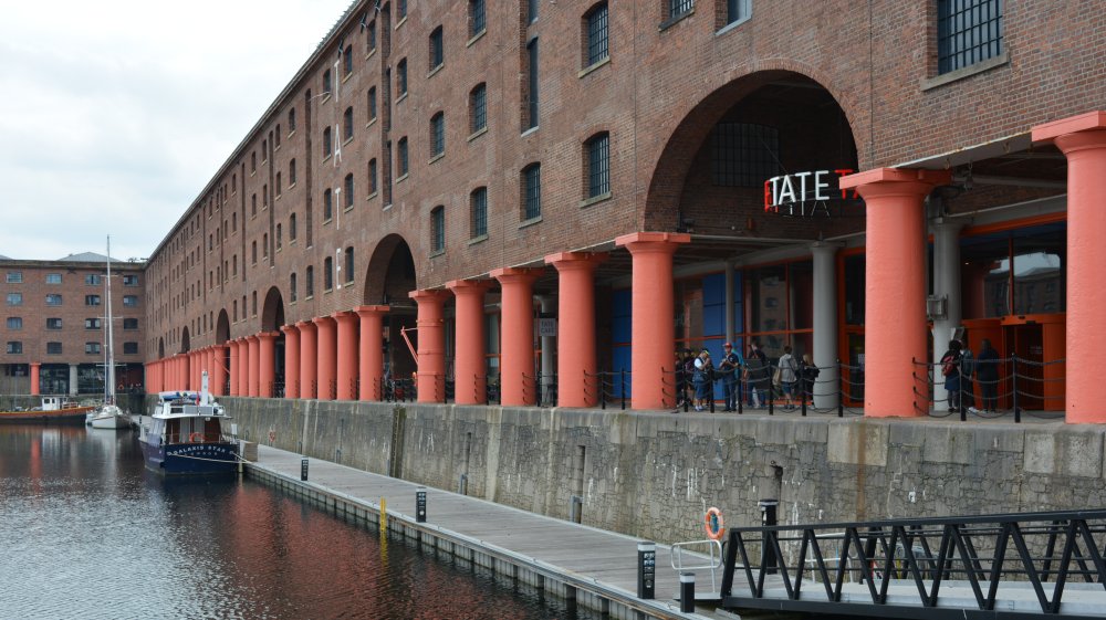 Royal Albert Dock by entrance to the Tate Modern art gallery, Liverpool