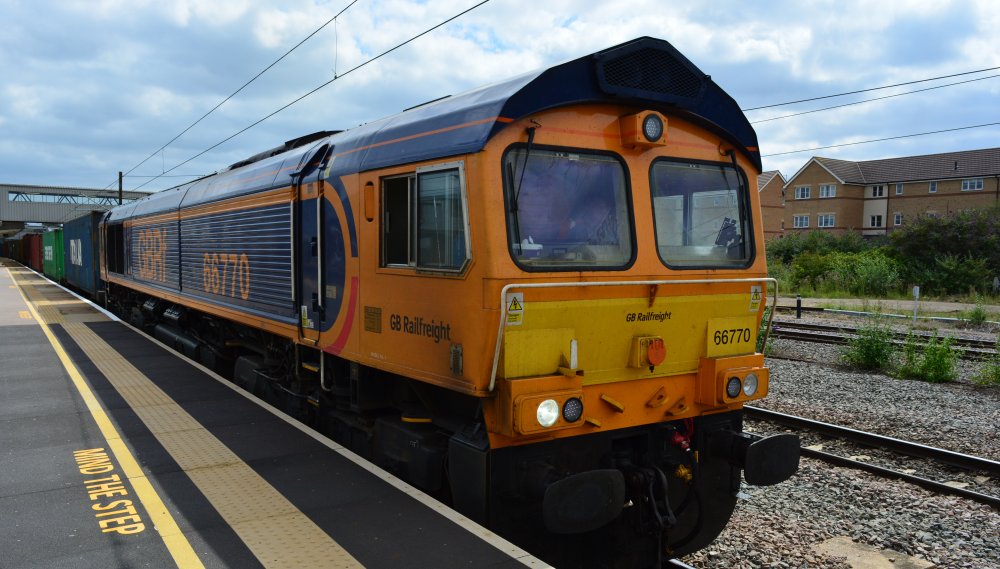 Class 66 diesel locomotive 66770 Peterborough station