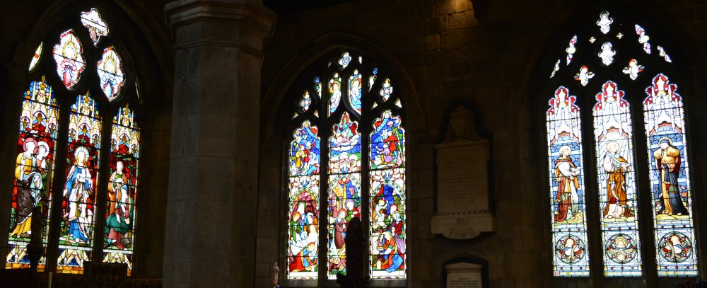 stained glass windows Parish Church of St Mary Wirksworth, Derbyshire
