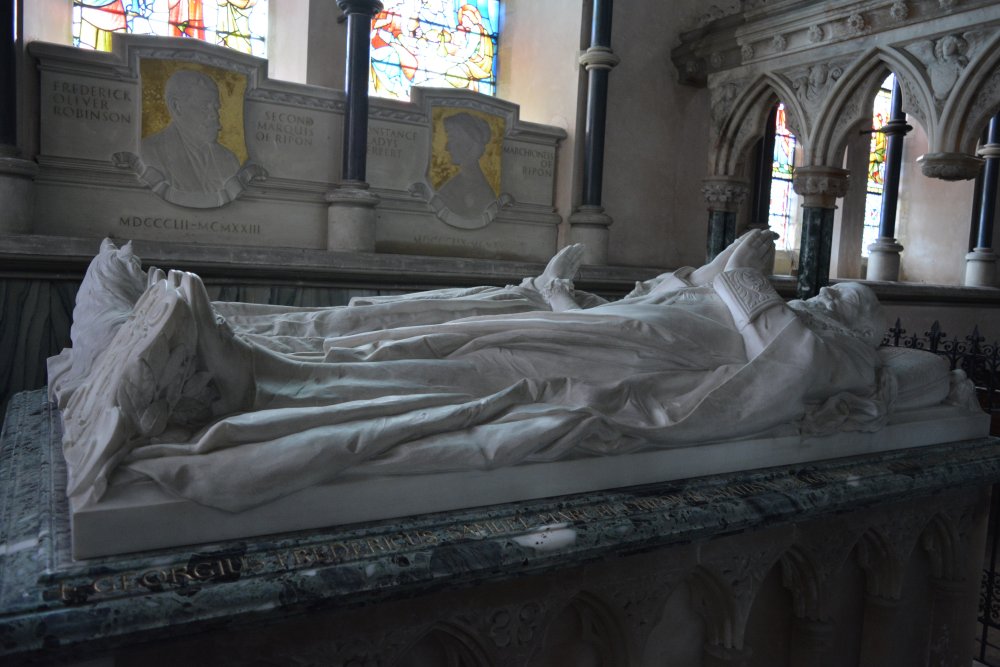 memorial erected by the Marquess of Ripon, K.G. (died July 9th 1909), in memory of his wife Henrietta, Marchioness of Ripon (died 28th February, 1907) St Mary's Church, Studley Royal
