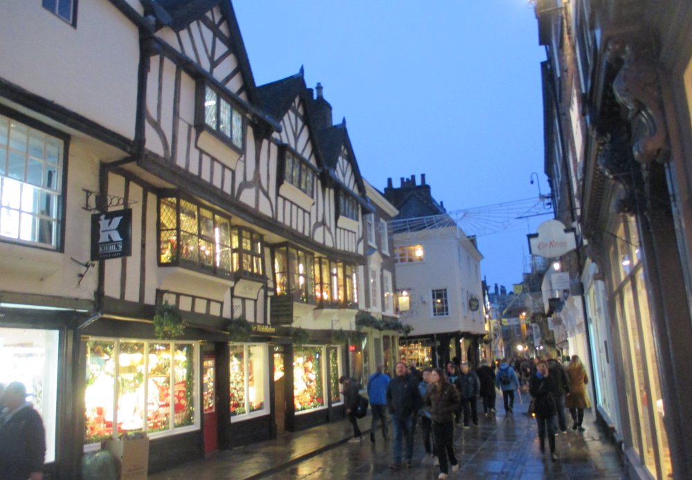 York's atmospheric Goodramgate at night.