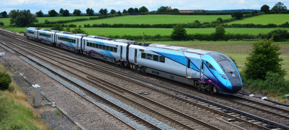 Class 802 bi-mode 802203 with the 1054 TransPennine service from�Liverpool Lime Street to Newcastle trainspotting Colton Lane road bridge