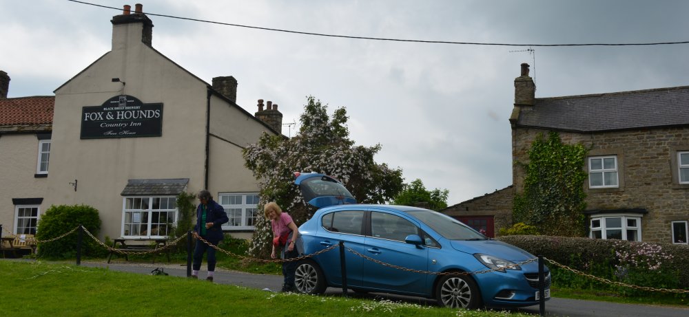 Fox and Hounds pub car parking circular walk Cotherstone Romaldkirk River Tees Co. Durham, England