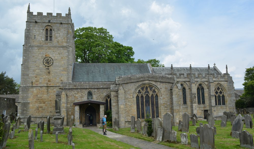 The entrance to the Church of St Romald view from south circular walk Cotherstone Romaldkirk River Tees Co. Durham, England