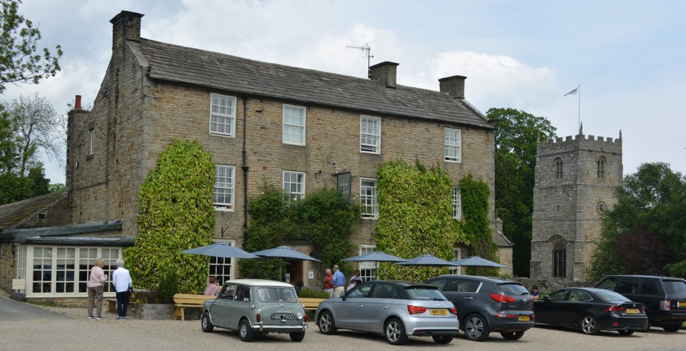 The busy Rose and Crown pub in Romaldkirk circular walk Cotherstone Romaldkirk River Tees Co. Durham, England