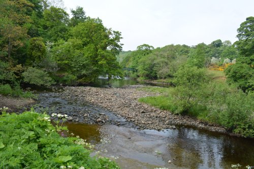 confluence of the smaller River Balder and the 'mighty' River Tees circular walk Cotherstone Romaldkirk River Tees Co. Durham, England