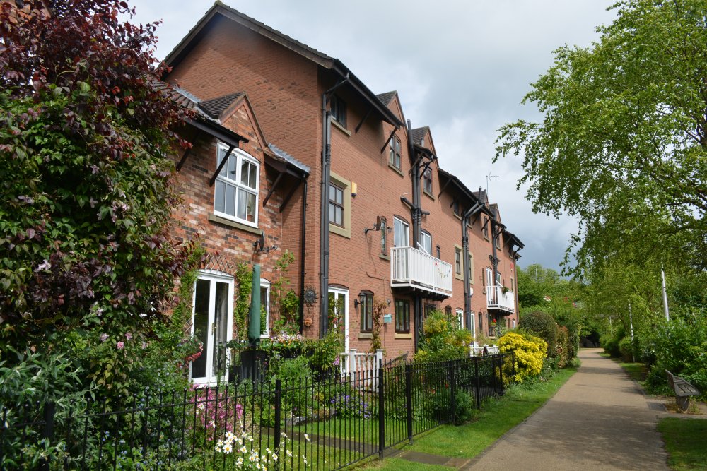 Modern housing development on Beckside North, on the bank of Beverley Beck Beverley Beck walk Canal Cut