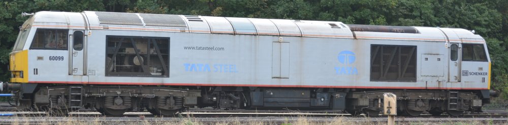 Class 60 locomotive 60099 has been named 'Ben More Assynt' grey DB Schenker livery TATA STEEL www.tatasteel.com markings