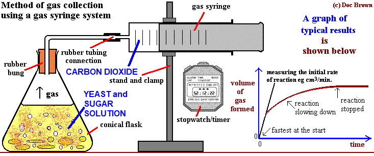 apparatus for collecting & measuring the volume of carbon dioxide from the anaerobic respiration of yeast cells with sugar