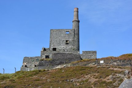 ruins of 18th century engine houses of copper mines in south-west Ireland long since disused