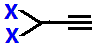 3,3-difluoropropyne,  3,3-fichloropropyne,  3,3-dibromopropyne,  3,3-diiodopropyne skeletal formula constitutional structural formula