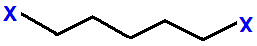 1,4-difluoropentane,  1,5-dichloropentane,  1,4-dibromopentane,  1,4-diodopentane skeletal formula constitutional structural formula