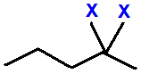 2,2-difluoropentane,  2,2-dichloropentane,  2,2-dibromopentane,  2,2-diiodopentane skeletal formula constitutional structural formula