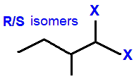 1,1-difluoro-2-methylbutane,  1,1-dichloro-2-methylbutane,  1,1-dibromo-2-methylbutane,  1,1-diiodo-2-methylbutane R/S optical isomers skeletal formula constitutional structural formula