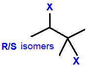 2,3-difluoro-2-methylbutane,  2,3-dichloro-2-methylbutane,  2,3-dibromo-2-methylbutane,  2,3-diiodo-2-methylbutane R/S optical isomers skeletal formula constitutional structural formula