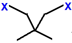 1,3-difluoro-2,2-dimethylpropane,  1,3-dichloro-2,2-dimethylpropane,  1,3-dibromo-2,2-dimethylpropane,  1,3-diiodo-2,2-dimethylpropane skeletal formula constitutional structural formula
