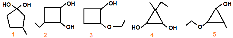 alicyclic compounds based on C6H12O2 isomers, cyclic diols, ether alcohols, di-ether compounds