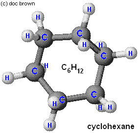 ball and stick model of cyclohexans alkane molecular structure